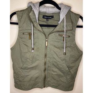 Olive Green Vest w/ Hood